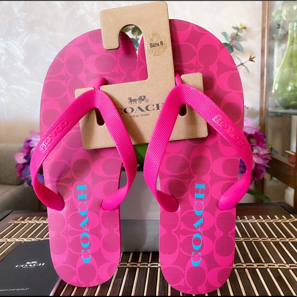 coach signature flip flops